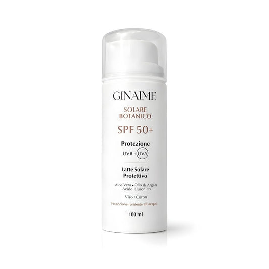 Solare Botanico SPF 50+ Latte Protettivo Viso e Corpo – Aloe Vera, Olio di Argan e Acido Ialuronico | 100 ml