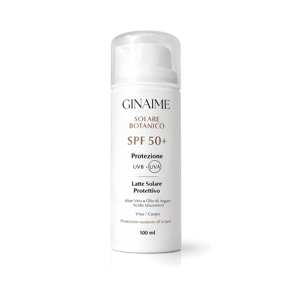 Solare Botanico SPF 50+ Latte Protettivo Viso e Corpo – Aloe Vera, Olio di Argan e Acido Ialuronico | 100 ml